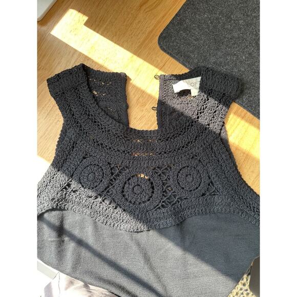 LOFT Women's Black Crochet Halter Neck Sleeveless Stretch Midi Dress,Size S,NWOT - Picture 2 of 6